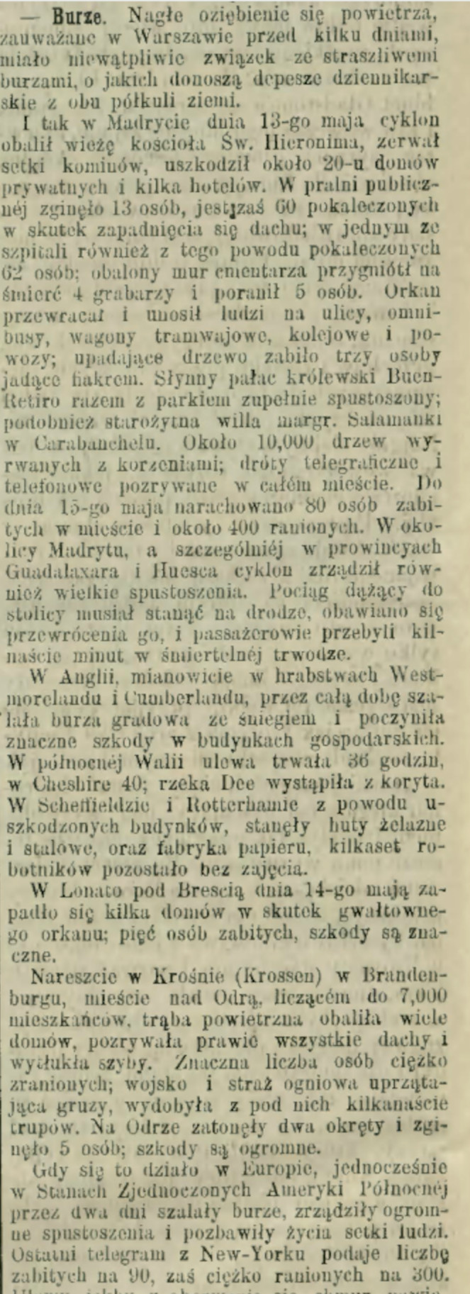 "Gazeta Warszawska", 1886, nr 110. Fot. Biblioteka Cyfrowa UW/https://crispa.uw.edu.pl